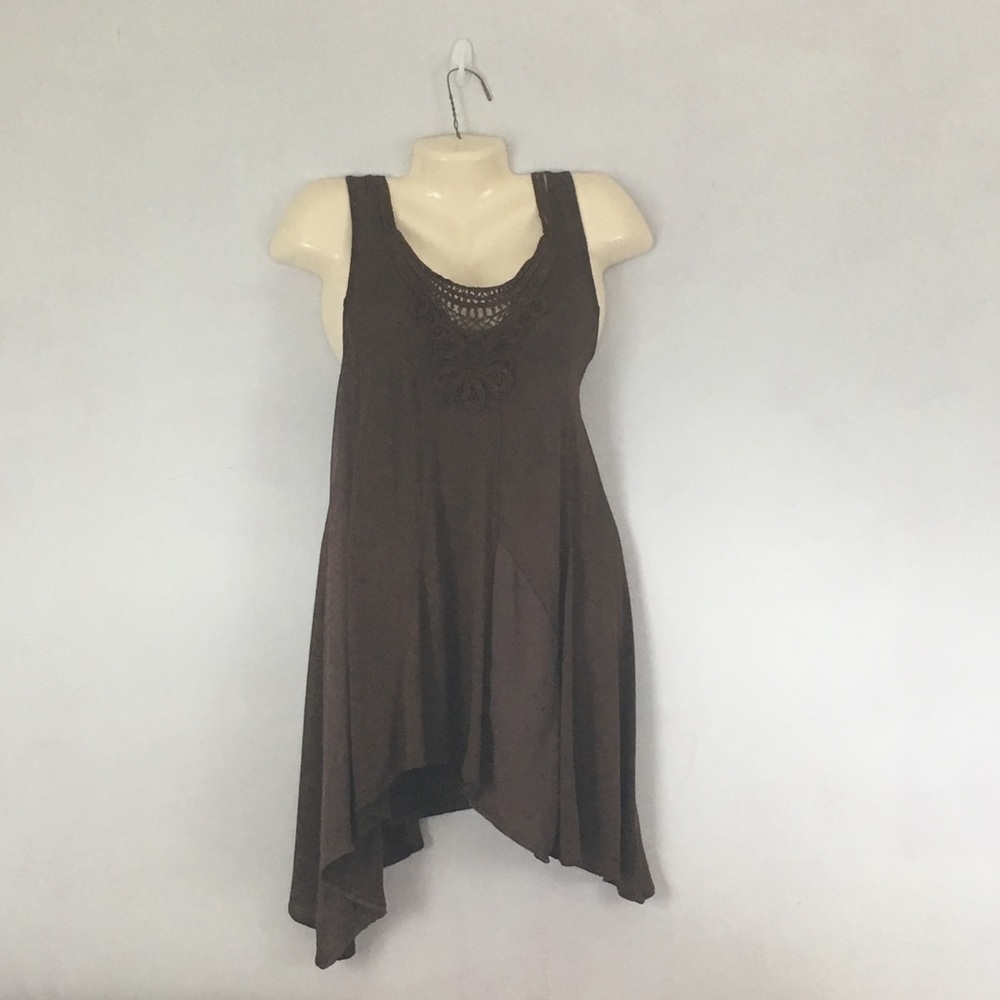 NY and Co Women Brown Embroidered Tunic Top XL